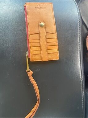 Tan Leather Wristlet Card Holder with Zip margot NewYork never used like new